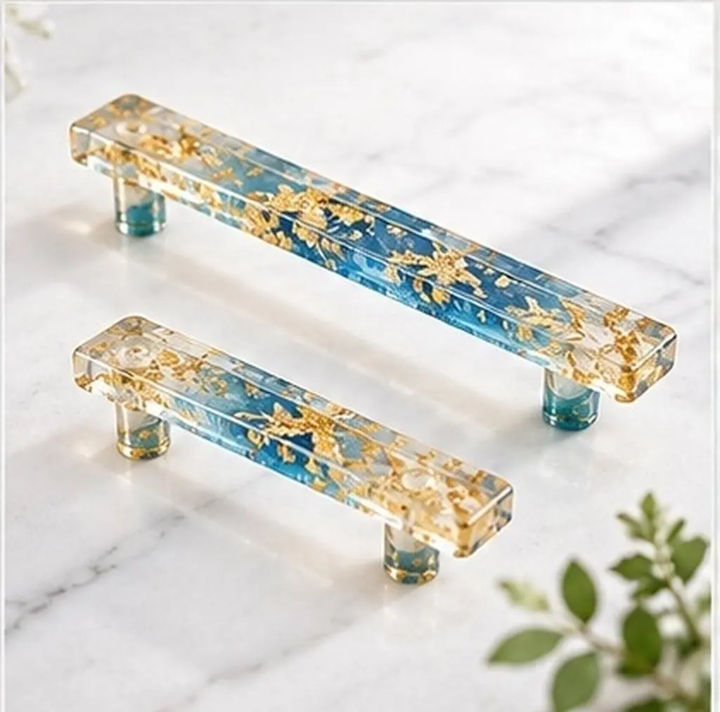 2pcs Silicone Epoxy Handle Molds for DIY Fruit Tea Trays – Food-Safe, Short & Long Sizes, Decorative Grip
