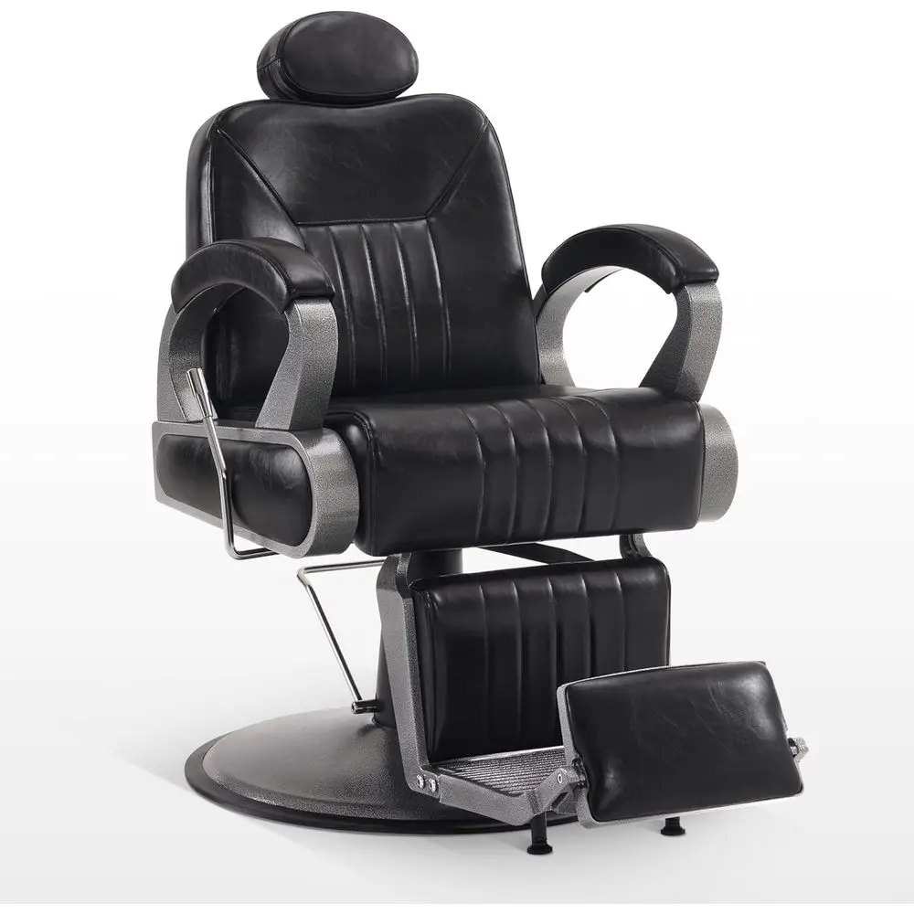 

Stylish Heavy-Duty Reclining Swivel Barber Chair for Salon and Home Use (Black)