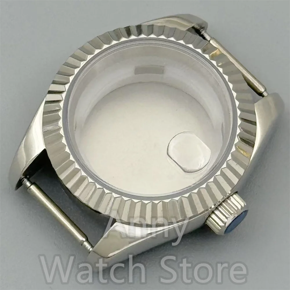 NH05 28mm Fluted Curved Sapphire Glass Steel Diving Watch Case For Ladies Fit NH05 NH06 Movement Fit Women's 20.5mm Dial
