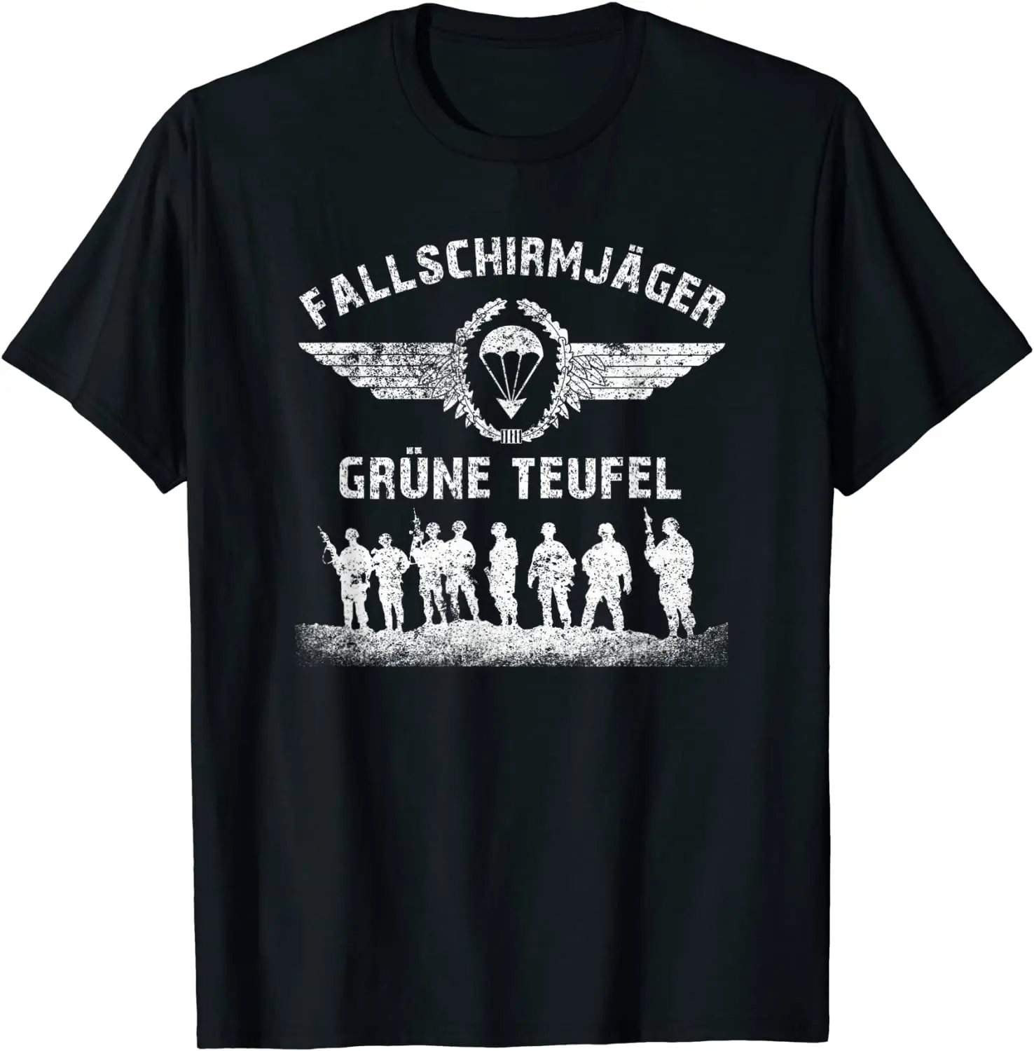 German Paratroopers Greens Teufel Springerabzeichen Parachutists T-Shirt. Premium Cotton Short Sleeve O-Neck Mens T Shirt New