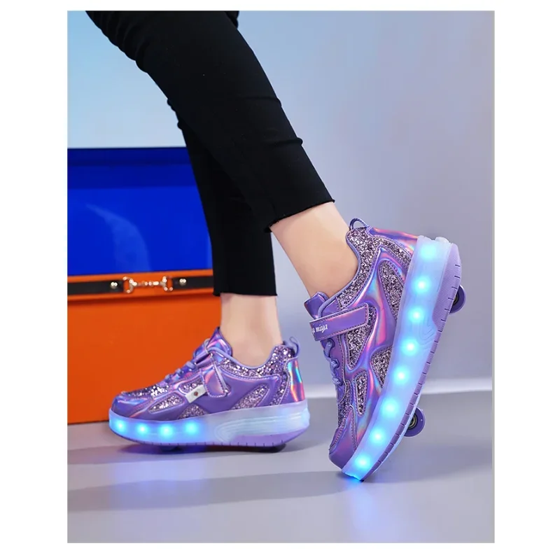 أحذية تزلج بعجلات مضمنة للأطفال أحذية بعجلات قابلة للإزالة أحذية تزلج للفتيات بعجلتين أحذية رياضية للأطفال