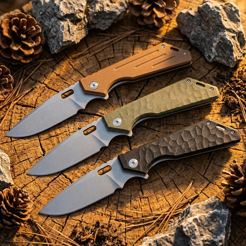 Strider Knife D2 Steel Folding Knife G10 Handle Outdoor EDC Tool Pocket Knife Utilitie Multifunctional Knives Gift for Men