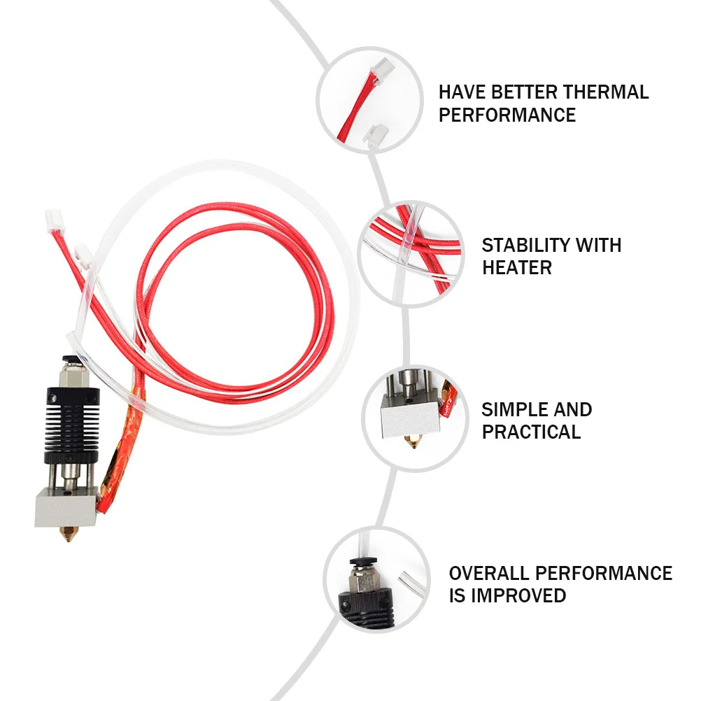 

1 комплект, комплект Hotend для 3D-принтера, повышенная термопроизводительность, стабильный, длительный срок службы, простая установка, совместимость с 3D-принтером Et4 Anet