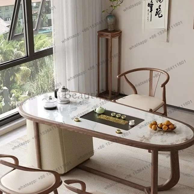 Table à thé simple en bois massif, style médiéval japonais, ensemble de fabrication de thé domestique, table à thé intégrée