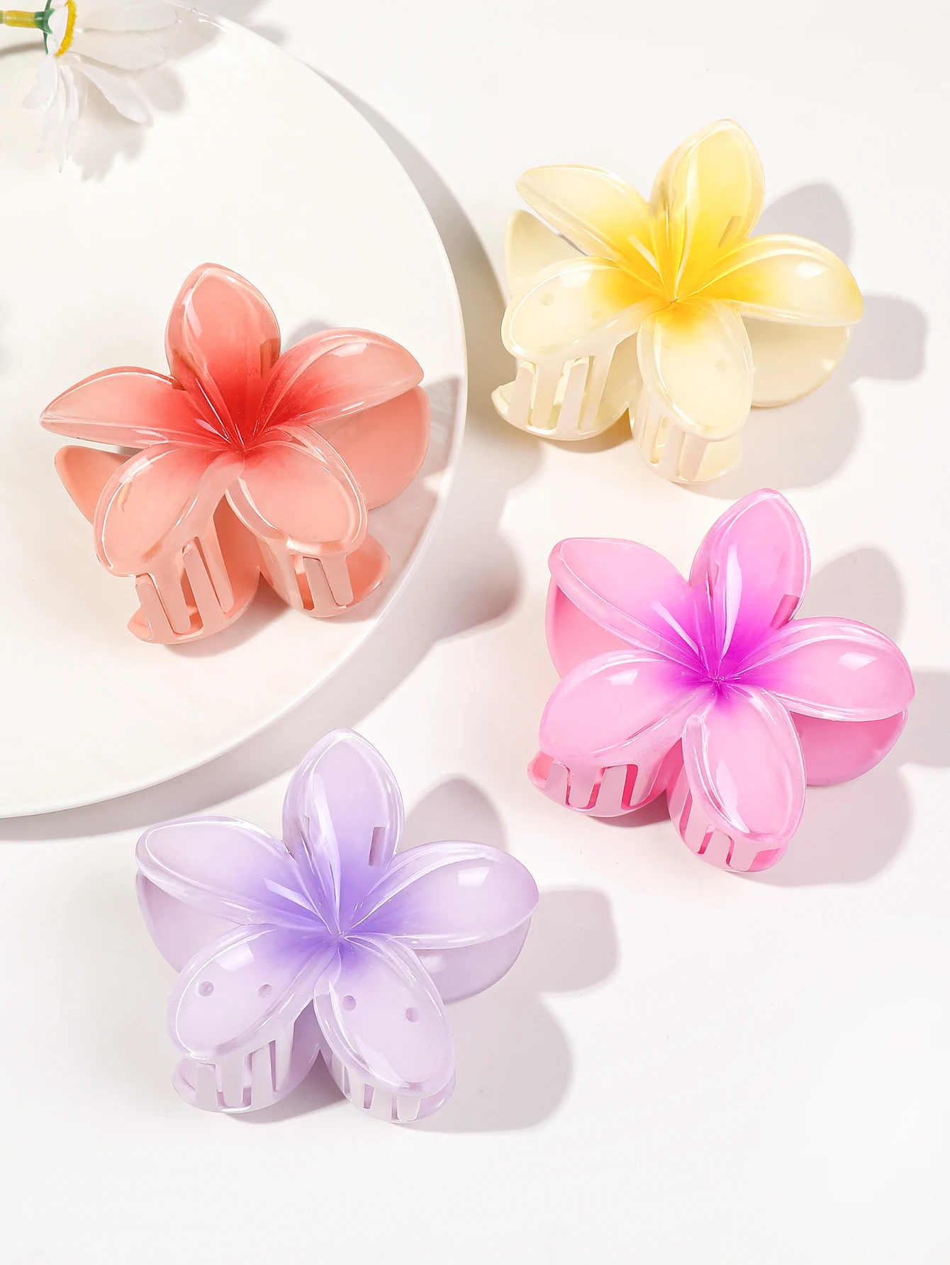 4Pcs Cute Flower Banana Hair Claw Clips for Thick Hair,Strong Hold Nonslip,Hawaiian,Hair Accessories for Women Girl Holiday Gift