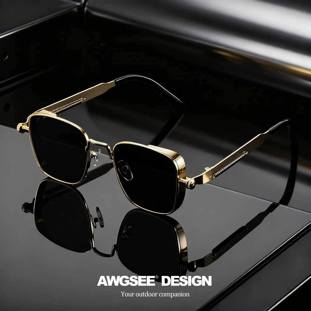1/3PC Vintage Steampunk Quadratische Sonnenbrille mit Metallrahmen, Unisex Retro Grunge Punk Brille für Alltagsmode, Karnevalspartys, UV400