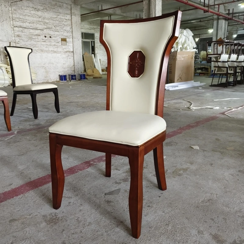 Hotel Box VIP Chair Solid Wood Restaurant Banquet Table and Chair Combination Backrest Conference Chair New Soft Package Dining