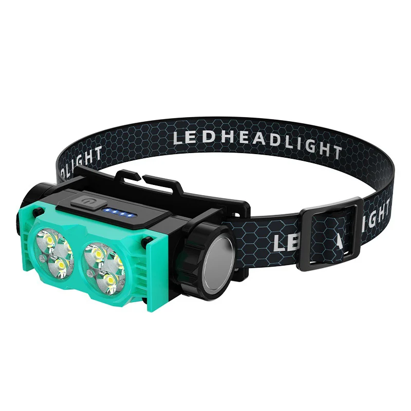 Linterna frontal recargable LED duradera, diadema ajustable, luces de trabajo USB