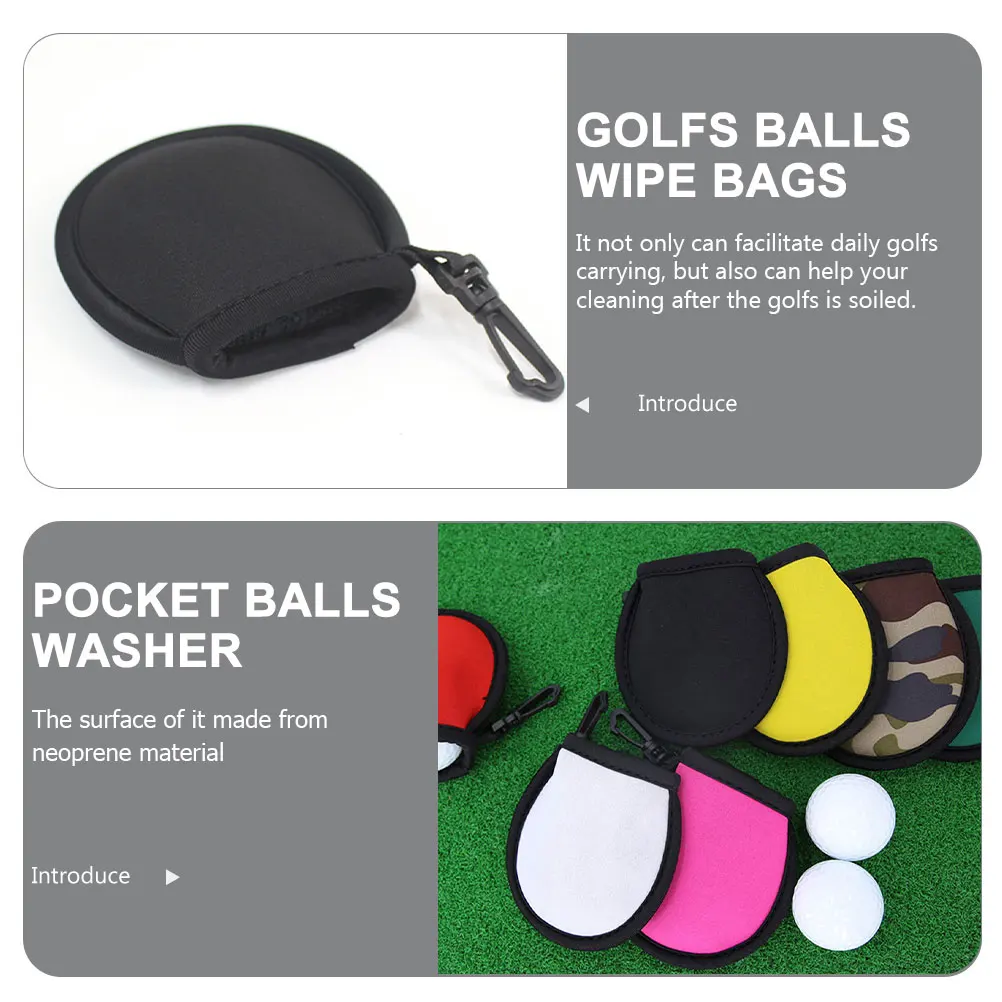 

2pcs Golf Protective Covers 3D Neoprene Golf Balls Holders Cleaners Portable Wipe Bags Velvet Lining Blue Black