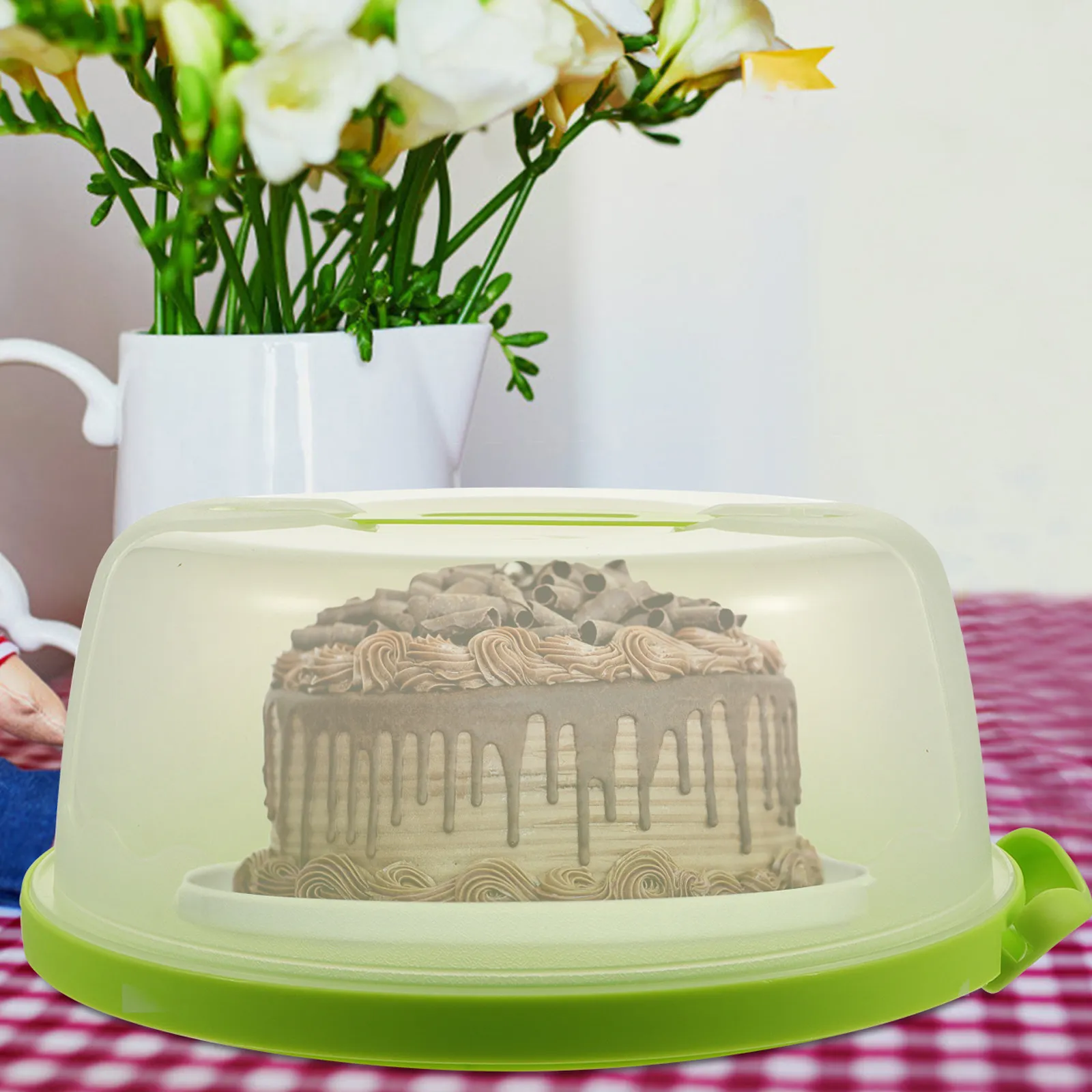 1Pcs 8 Inch Round Cake Box Transparent Plastic Food Grade Portable Cake Container for Birthday Party Baby Shower Packing Clear