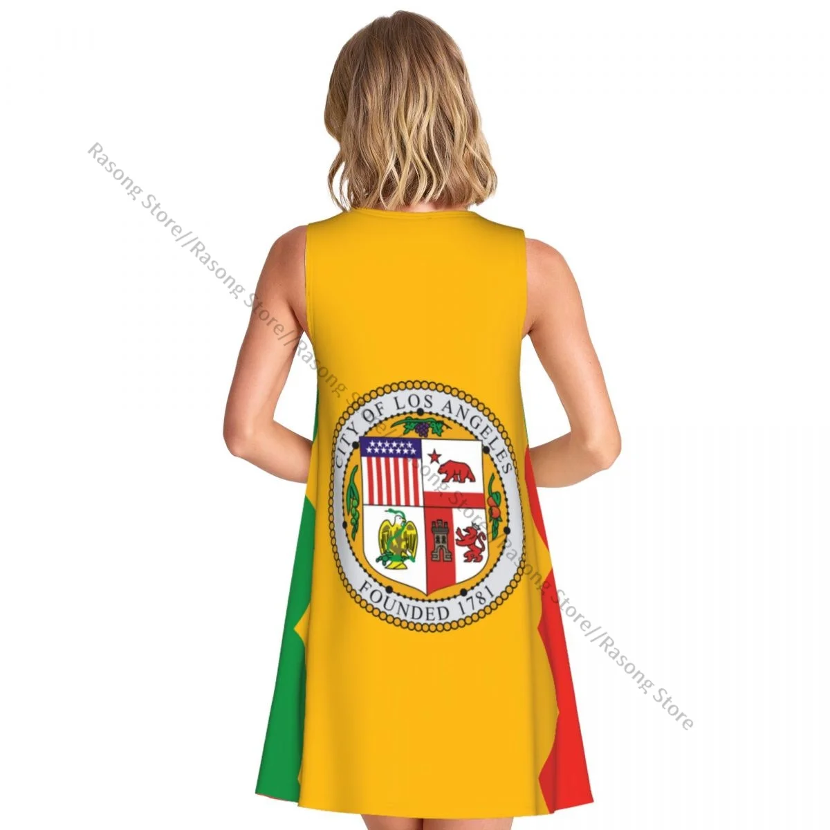 Vestido chaleco de verano Bandera de Los Ángeles California Vestidos femeninos sin mangas