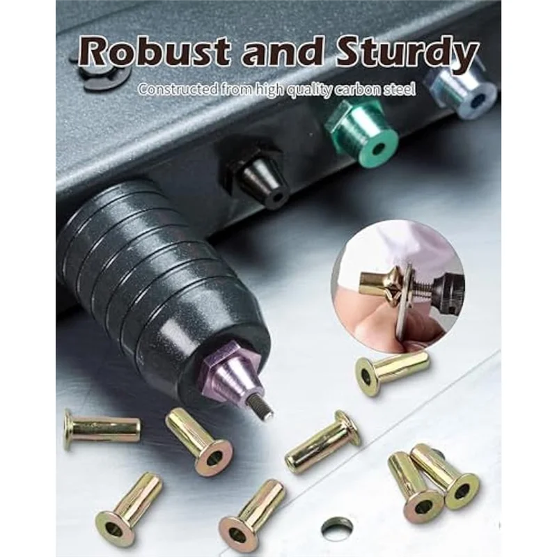 

A23I-50Pcs Multi-Grip Rivet Nut Kit,5/16-18 Rivet Nut Pre-Bulbed Shank, Plus Nut Zinc Plated Flat Heads Threaded Insert Nut