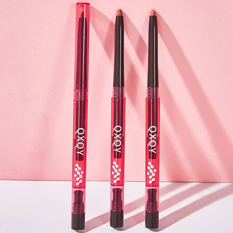 2 cores delineador labial à prova dwaterproof água fosco batom lápis contorno lábios maquiagem nude pêssego rosa lábio forro lápis marrom lipliner cosméticos