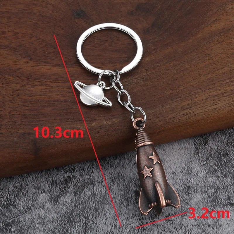 New Metal Rocket Keychain Men Dream Planet Spaceship Key Chain Space Travelling Car Keyring Best Gift Jewelry