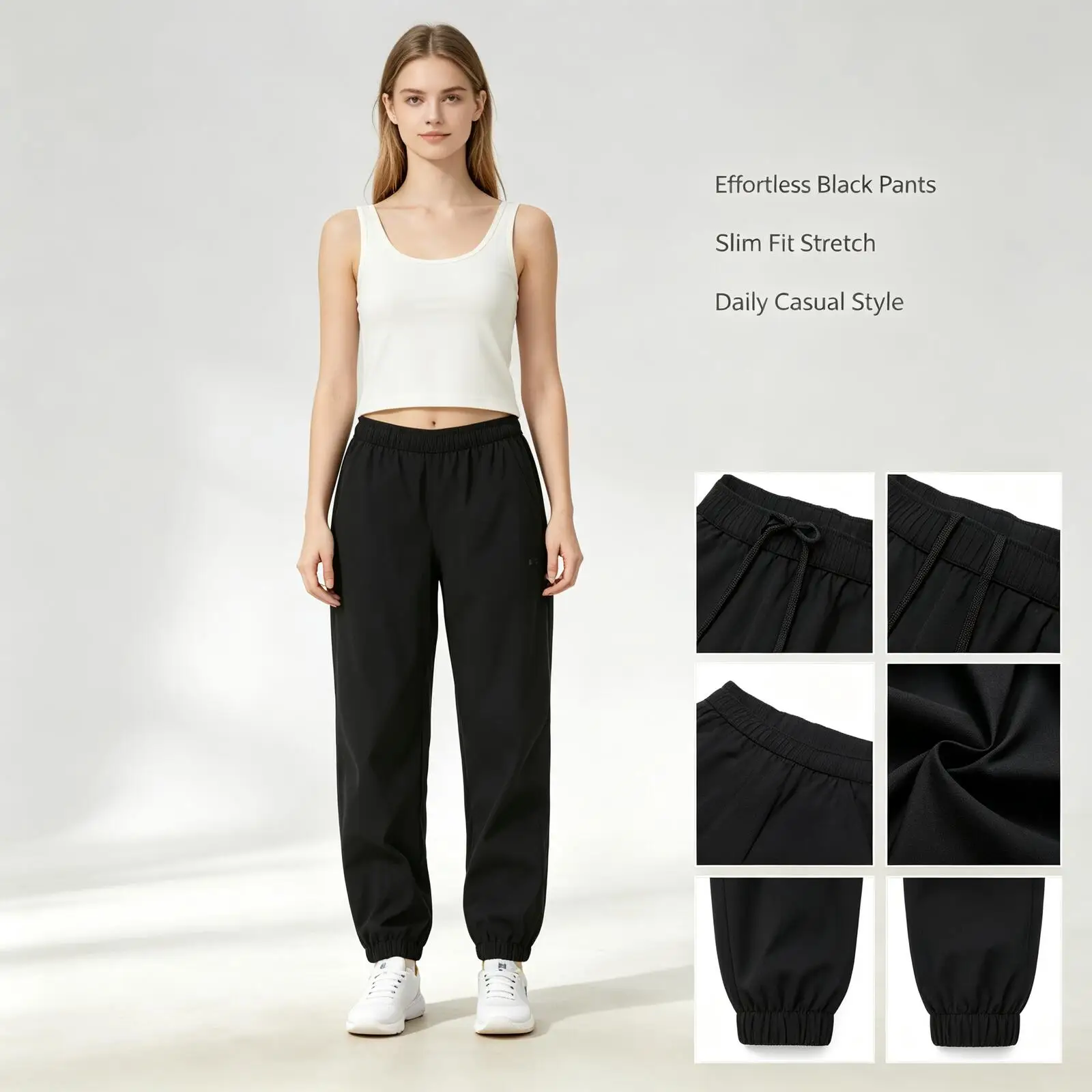Under Armour Women's High Waist Black Pants Slim Fit Stretch Casual Trousers Soft Drape All-Match Daily Wear 6011400-008