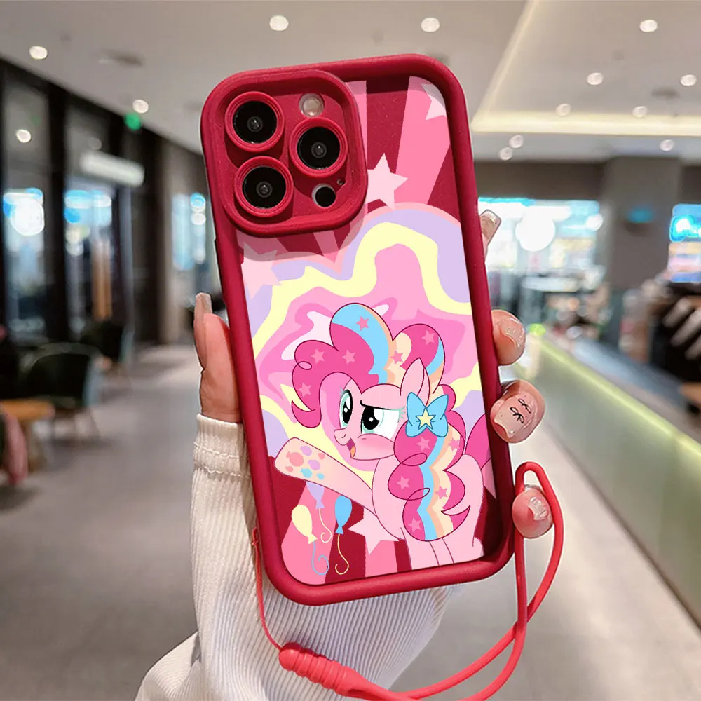 Cartoon Little Unicorns Cute Pony Phone Case for IPhone 15 14 13 12 11 Pro Max XR XS 8 Plus Soft TPU Back Cover With Hand Strap