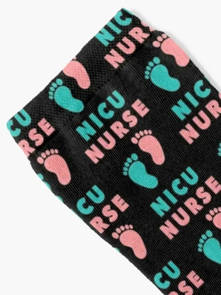 NICU babies ICU design Blue And Pink Footprint Baby Nurse Socks crazy christmas gift Mens Socks Women's