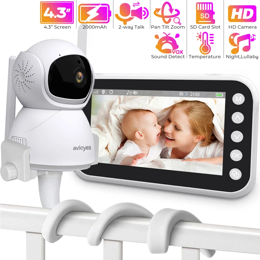 

4.3 Inch LCD Screen Baby Monitor with Camera PTZ No WiFi 1000ft Long Range Baby Phone Night Vision 2-way Talk Nanny Baby Cameras