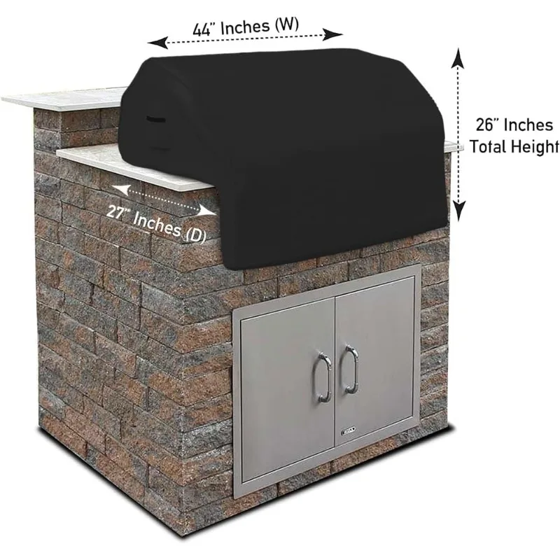 Built-in Outdoor Grill Cover, Durable 12 Oz Waterproof Cover Max Material with Air Pocket & Elastic 44