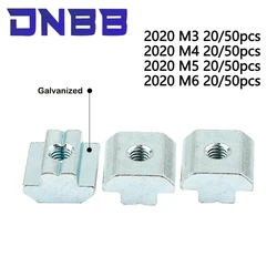20pcs/ 50pcs T Sliding Hammer Nut Block Square Nuts M5 Nut 2020 Aluminum Profile Slot Zinc Coated Plate Aluminum Accessories EU