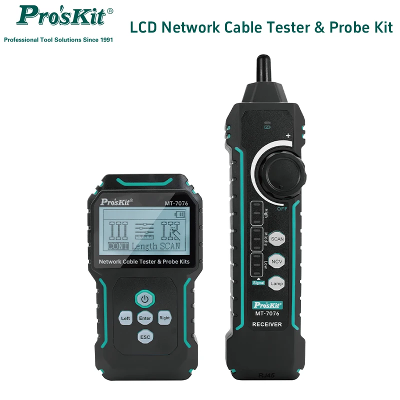 

Pro'sKit LCD Network Cable Tester & Probe Kit Dual Mode Wire Finder Measurement Range 2.5~200m Non-contact Voltage Tester Tools
