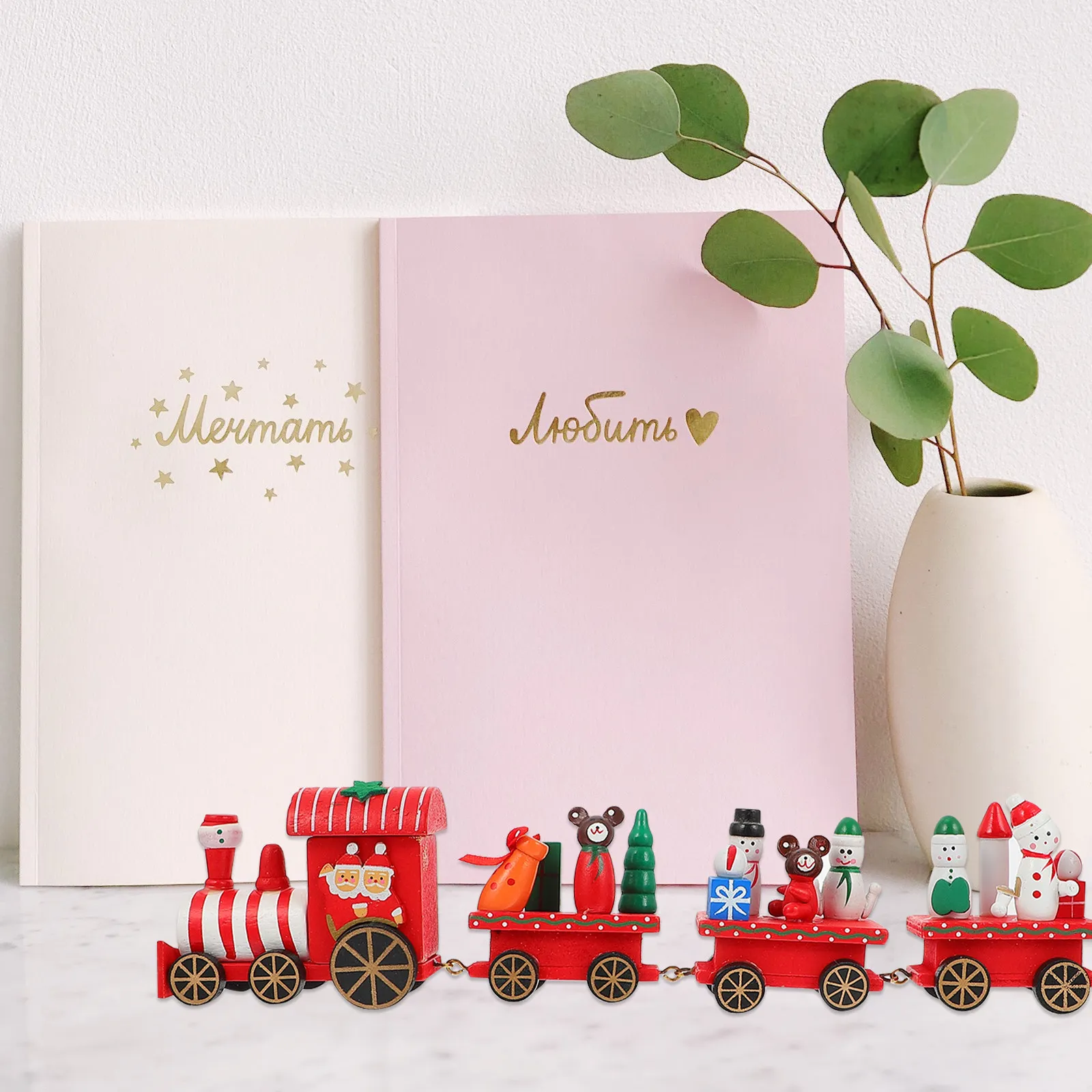 

1pc Wooden Christmas Train Decor Xmas Ornament For Desktop Tree Party Holiday Decoration Wooden Crafts Festive Train Shape