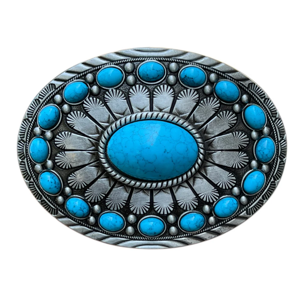 

Oval Turquoise Western Cowboys Zinc Alloy Metal Men Belt Buckles Hebilla Cinturon Hombre Male Belts Head Dropshipping