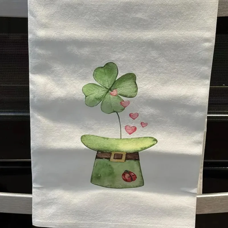 عيد القديس باتريك منشفة كيس الدقيق مع الشامروك عطلة حفلة المنزل الحمام المطبخ منشفة قطنية لوازم الديكور مزرعة