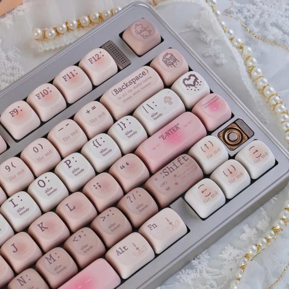 

Tipsy Keycaps English MOA Profile Pink Brown Keycaps DYE-SUB PBT Material for All MX 60/66/75/84/87/99/108 Mechanical Keyboard