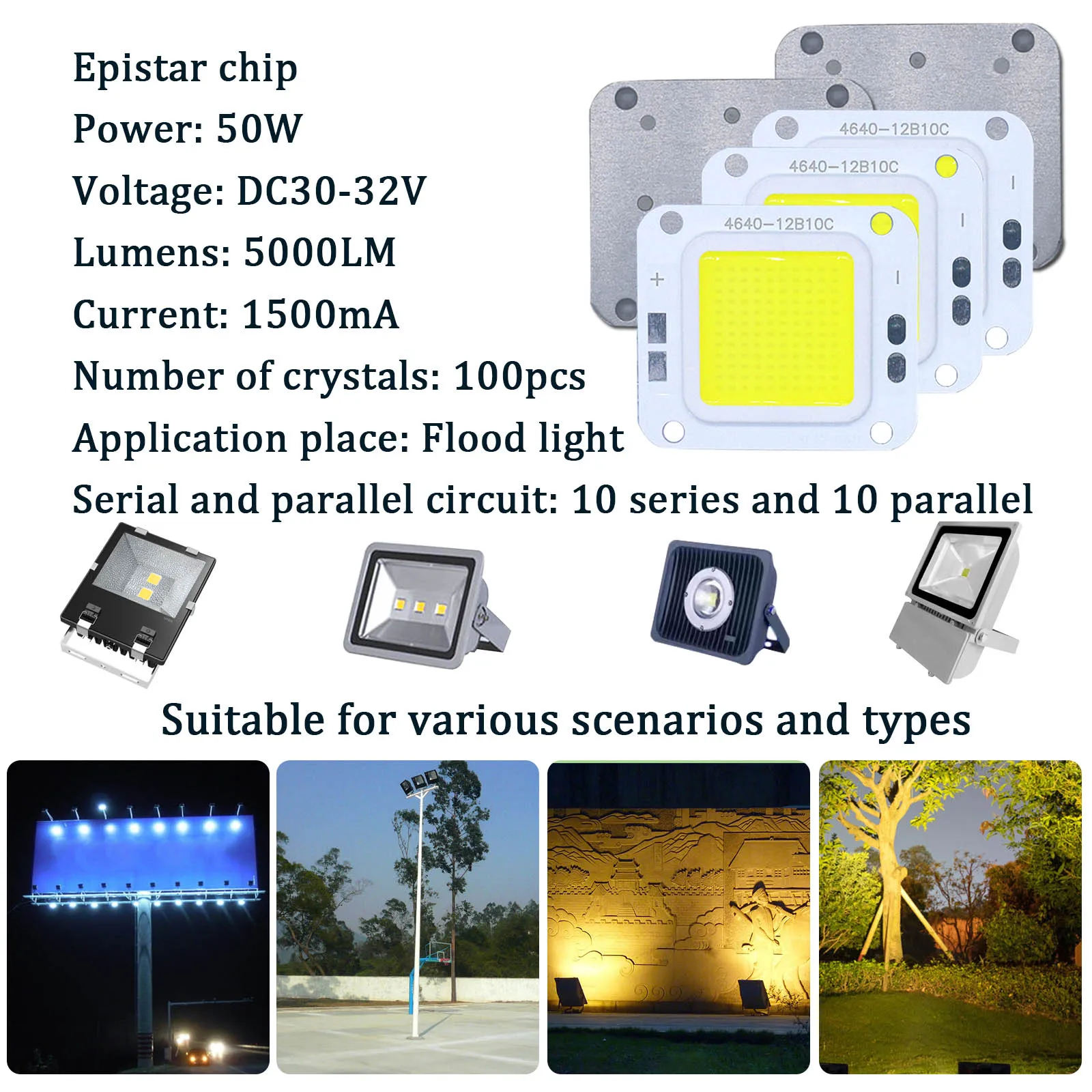 5 szt. Wysokiej mocy 1500mA DC30-32V chipy COB LED 50W lekkie koraliki SMD DIY do ciepłego białego reflektora LED światło punktowe przenośna LED