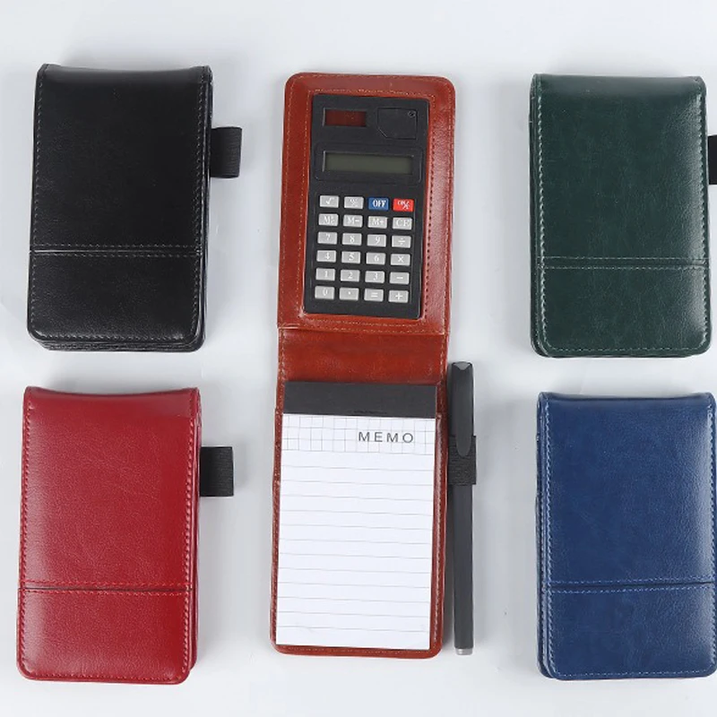 A7 Multifunctional Notebook Business Office Notebook with Calculator Portable PU Leather Book