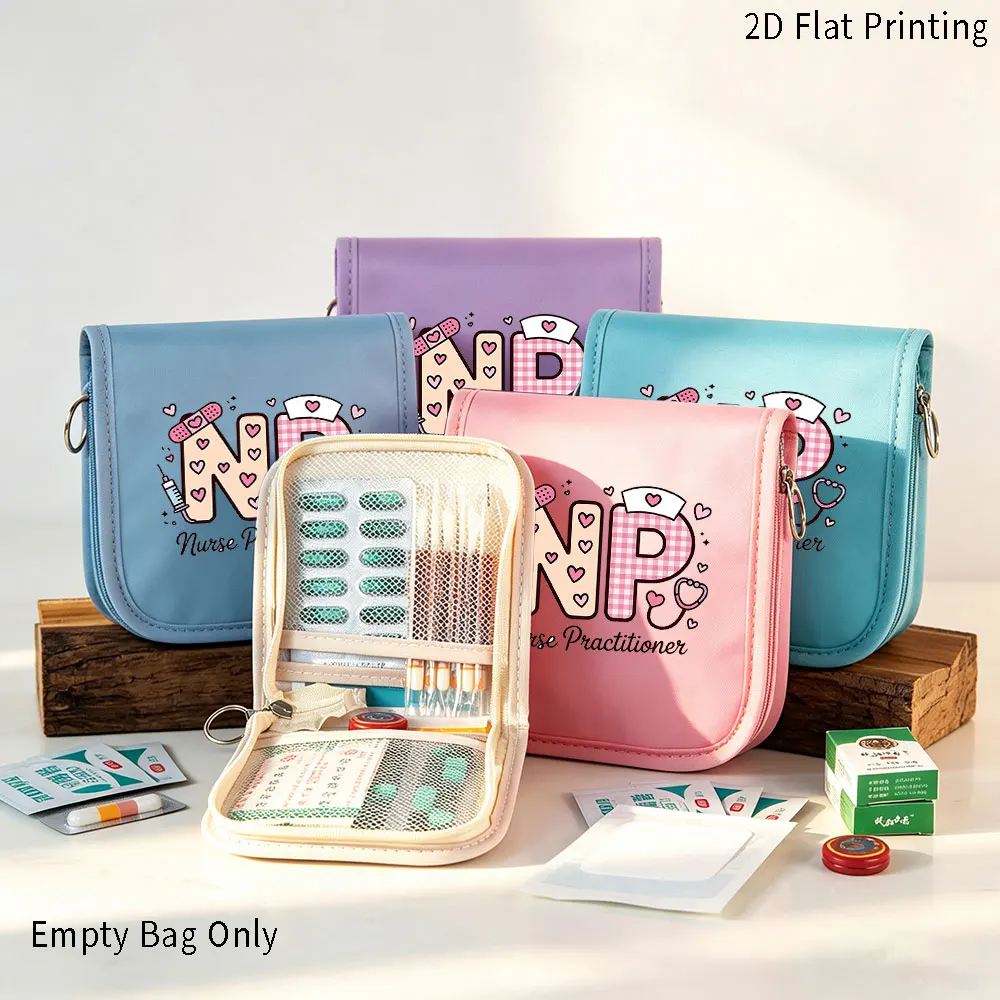 Band-Aid Stethoscope Print Mini Medicine Bag, Multi Colors Optional, Portable Travel Pill Storage Pouch, Nurse Day Gift for Medi