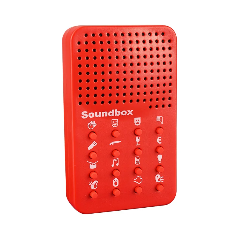 Mini boîte de son rouge pour enfants, jouets sonores pour enfants, 16 boutons, drôle, 16 effets sonores différents, fête adulte, farce, boîte à musique