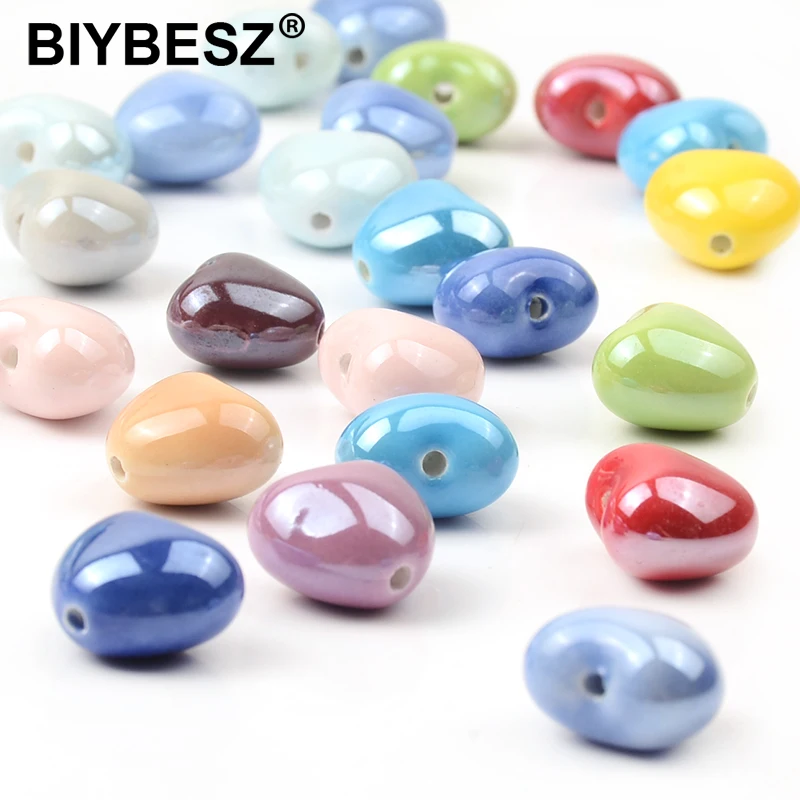 New 15x17mm of Bracelet Accessories 3D Heart Ceramic Beads Earrings Necklace Accessories Beads For DIY Jewelry Making Finding