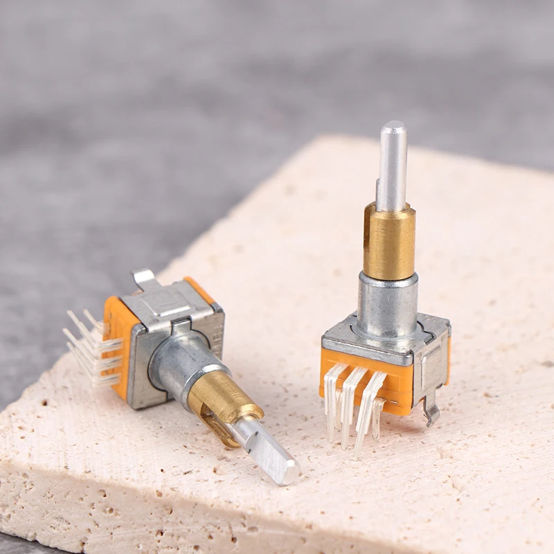 푸시 스위치 포함 듀얼 샤프트 축 로터리 인코더, EC110701N2B, 360 도 회전, 30 포지션, 15 펄스 핸들