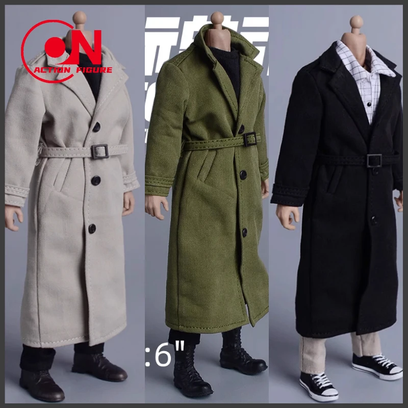 1/12 06FS035 الزي العسكري الذكور العصري البريطاني طويل خندق معطف الجندي الملابس نموذج صالح 6 ''عمل الشكل الجسم دمية #1