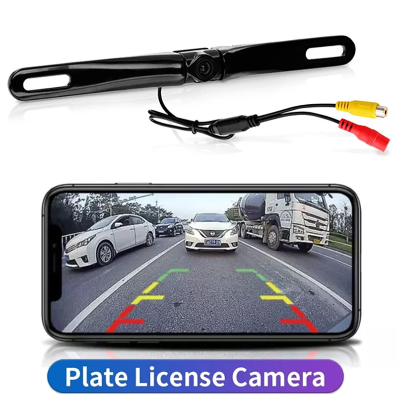 Car Metal Backup Camera, Rear View License Plate Reverse Camera Universal Night Vision For Pickup Camper Truck Car SUV RV