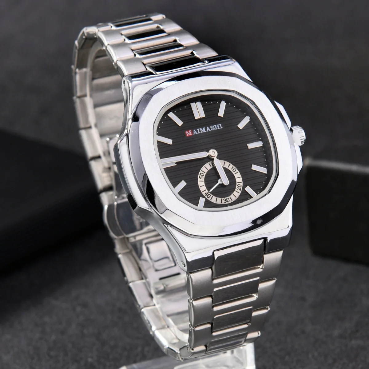 ساعة كوارتز رجالية مربعة من الفولاذ المقاوم للصدأ متعددة الألوان بمينا تاريخ رجل ساعة يد مقاومة للماء ساعات حركة Relogio Masculino