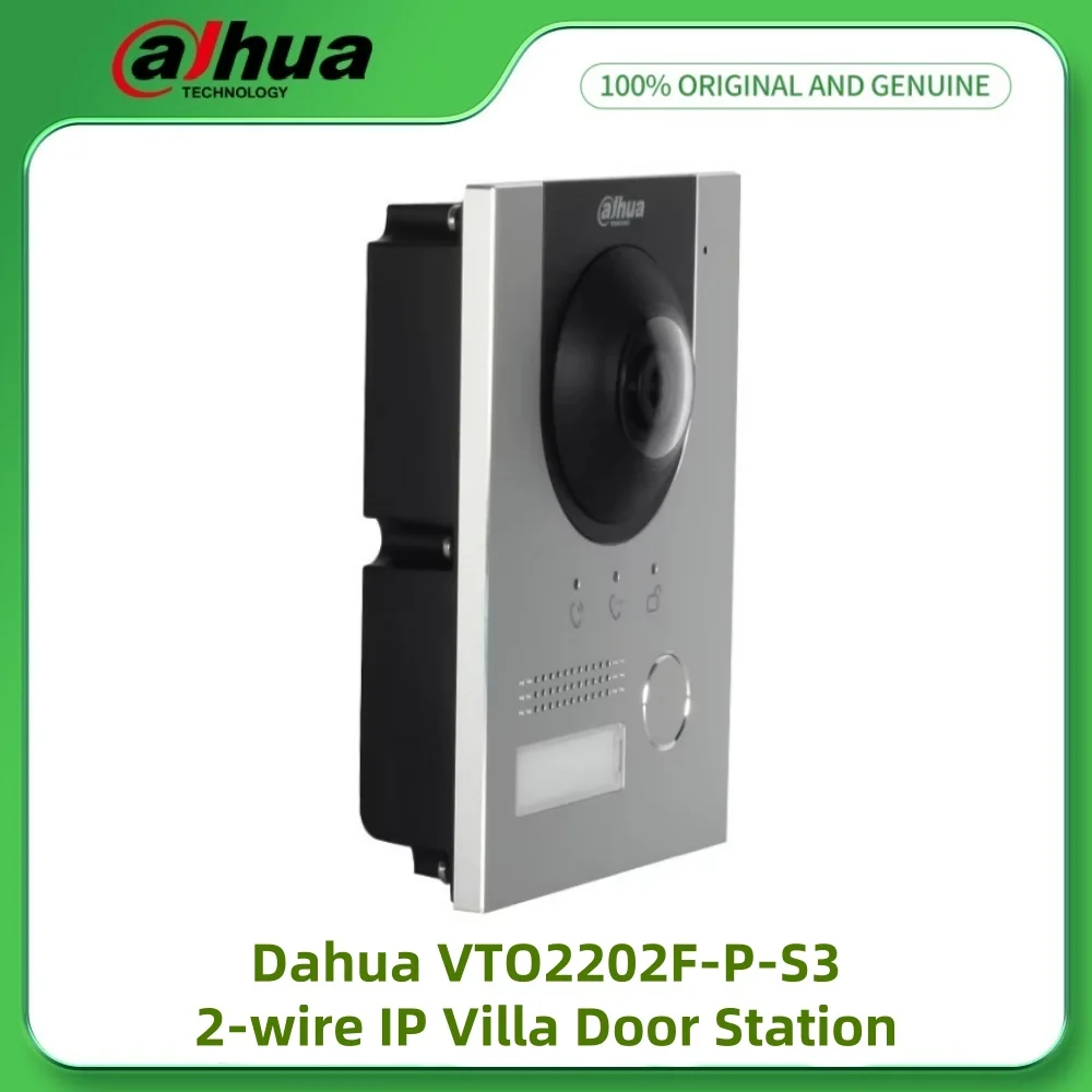 Dahua VTO2202F-P-S3 Estación de puerta IP para villa de 2 cables 2MP HD Colorido 168,6 °   Cámara IK07 y IP65 IK07 y IP65 Videoportero PoE de 2 cables