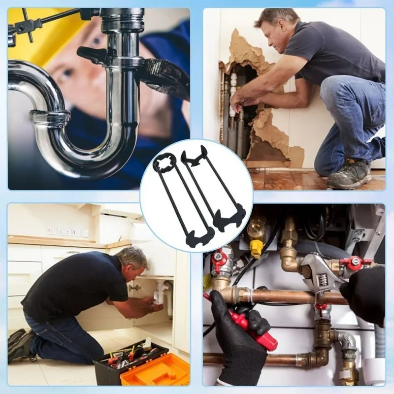 Professional Basin Wrench Multi-Function Sink Faucet Install Practical Tool Swivel Head Pipe Wrench for Tight Spaces Under Sink