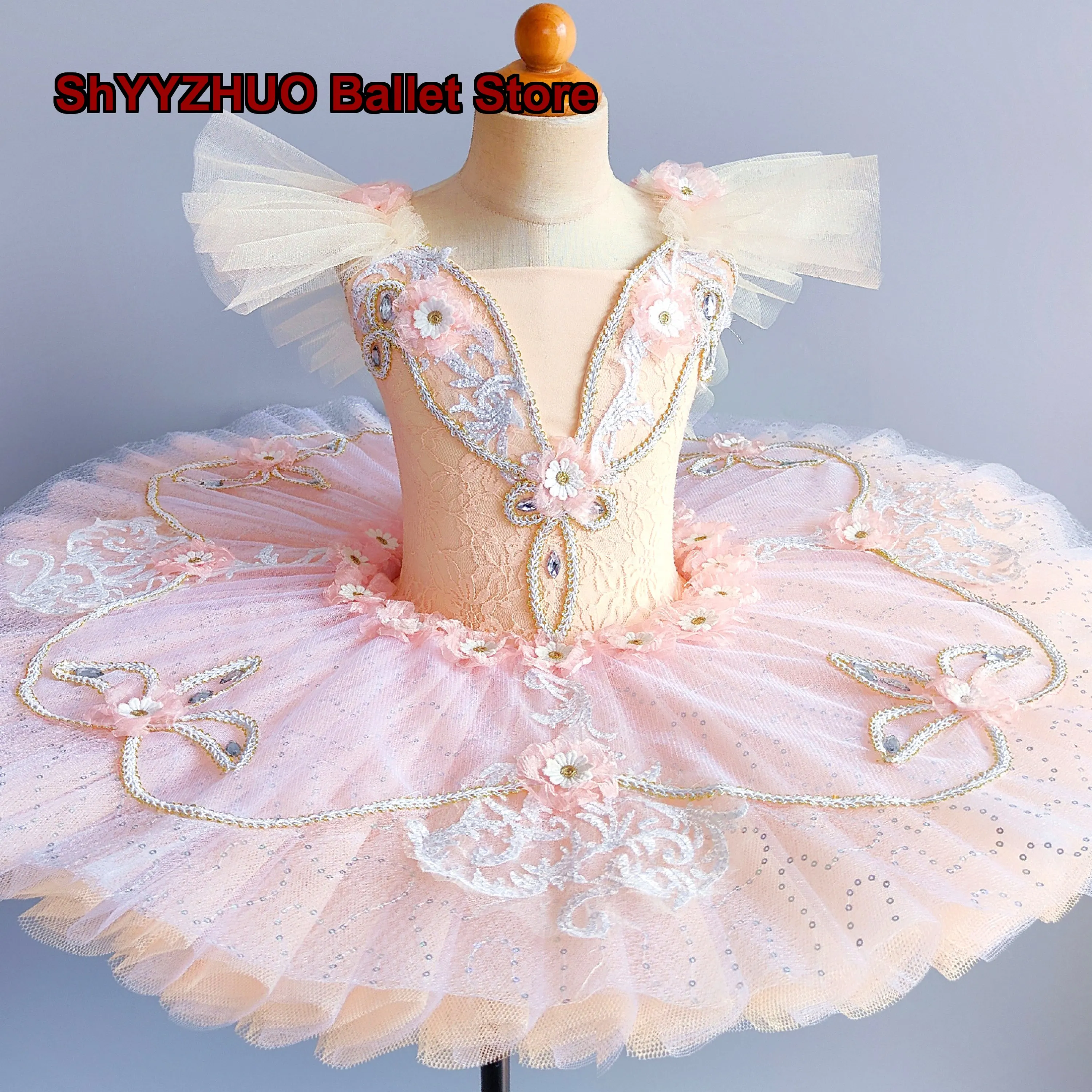 Girls' Princess Tutu Skirt Champagne New Professional Dance Performance Little Swan Tutu Kids
