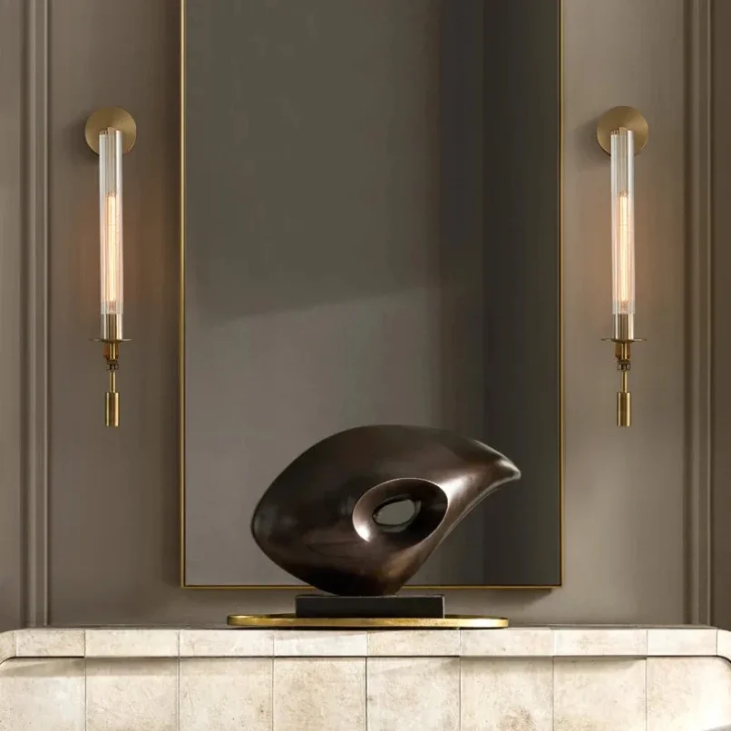 

Modern Brass Wall Mounted Lamp for Bedroom Bedside Hotel Sconce Light Bathroom Hotel Background Decoration Lighting Fixtures
