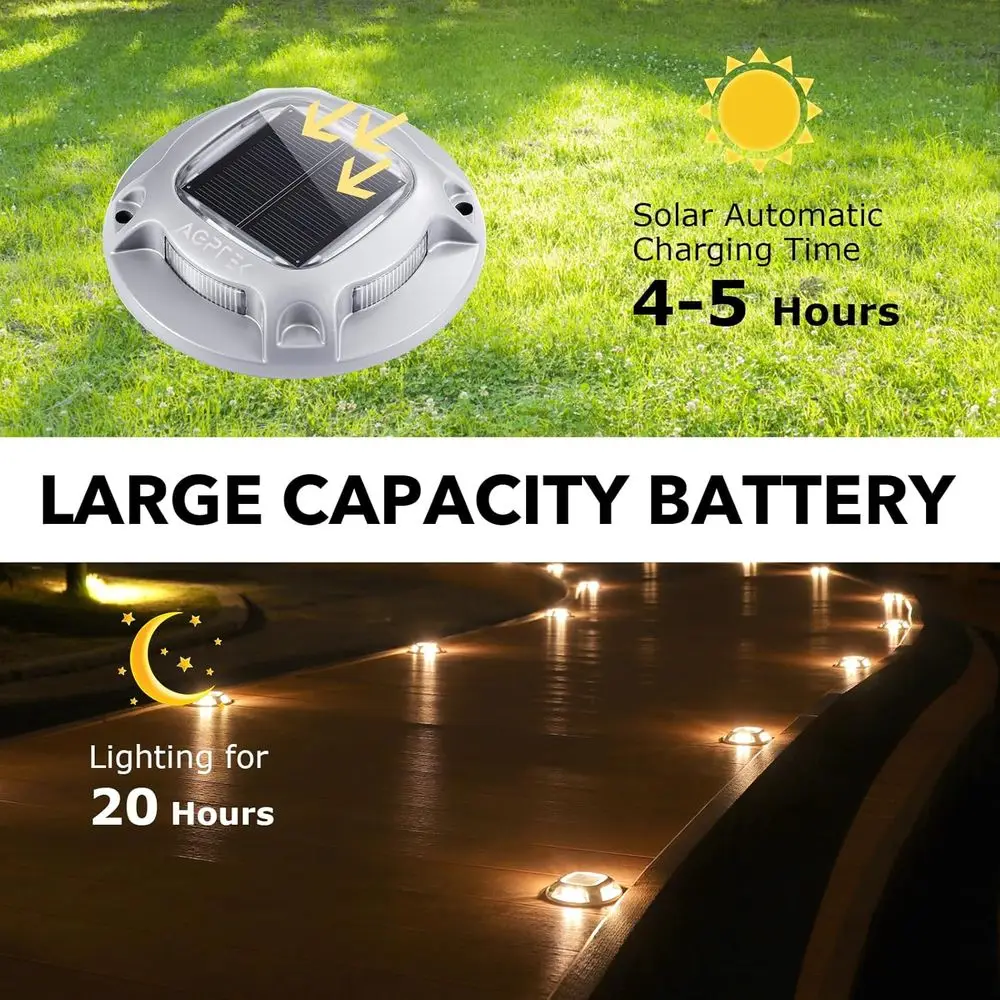 16-Piece Solar LED Driveway Lights, Waterproof Deck & Pathway Illumination, 2 Color Options