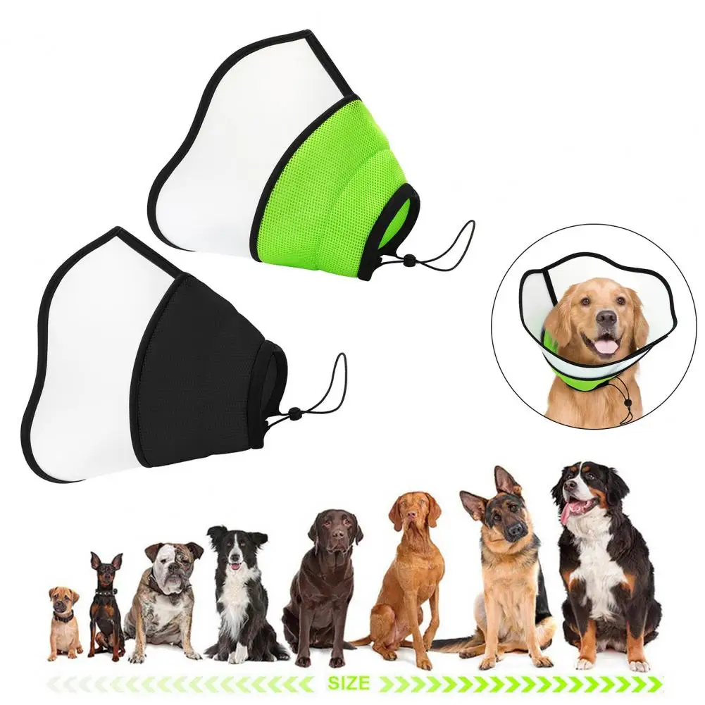 

Dog Cone Collar Adjustable Fastener Tape Post-Surgery Recovery Soft Dog Cone Collar with Clear Splicing Cover