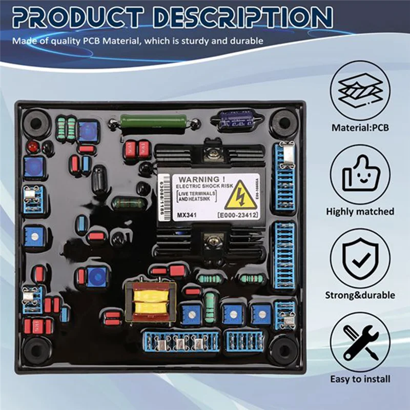 

MX341A AVR Generator Automatic Voltage Regulator Stabilizer Control Module Permanent Generator Component-AB09