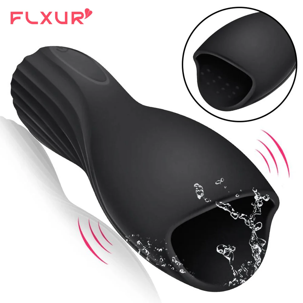 FLXUR 10 modes penis Delay Trainer Male Masturbator Vibrator Automatic Oral Climax Sex Glans Stimulate Massager Sex Toys for Men