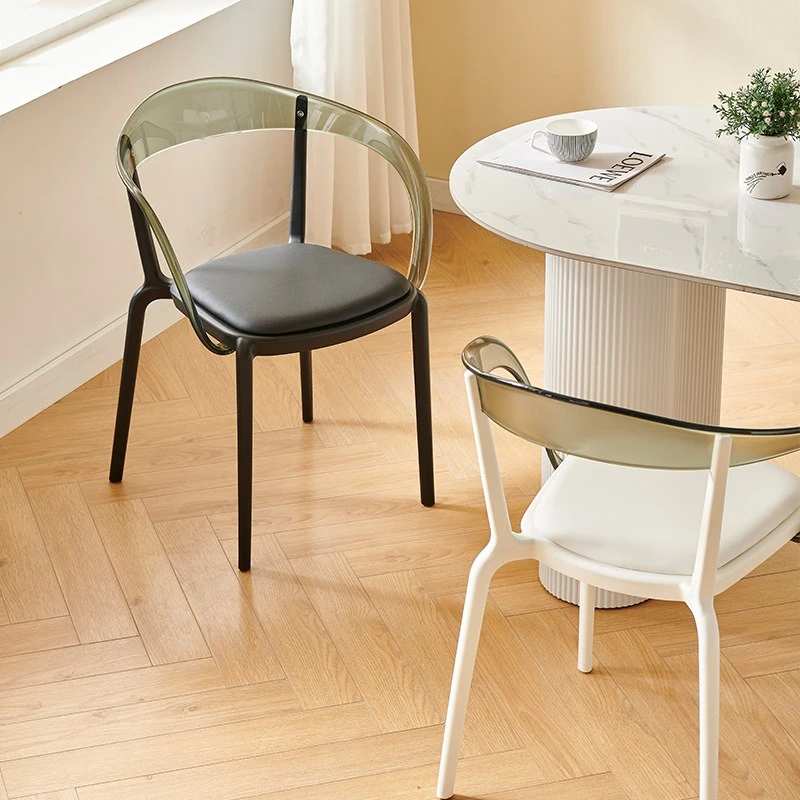 Simple Home Back Chair Acrylic Transparent Armrest Plastic Chair