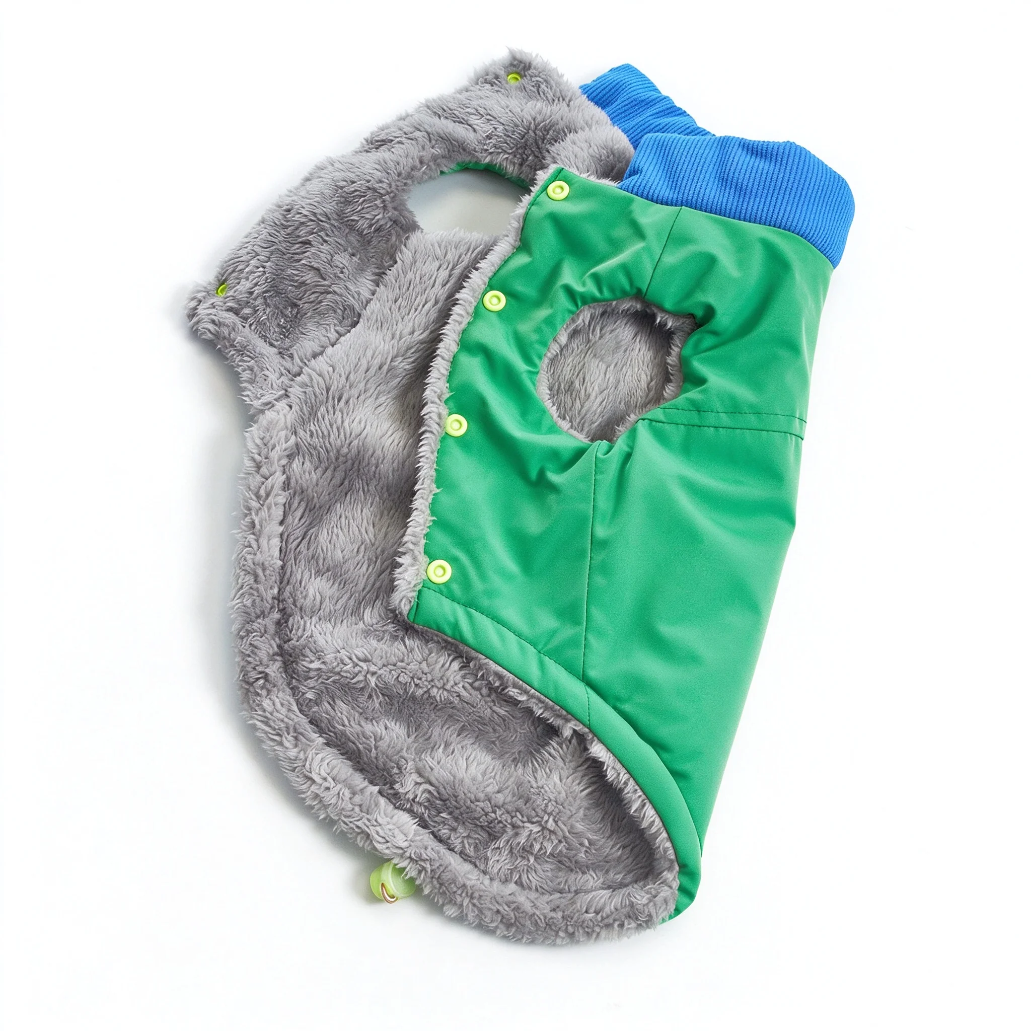 Winterjas voor teckels, blauw, waterdicht, met fleecevoering, warme, mouwloze jas voor huisdieren, met zak.
