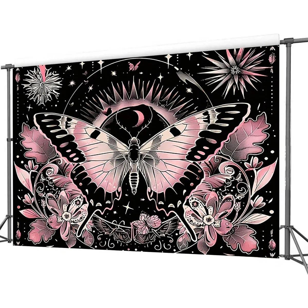 Celestial Tapestry Boho Moth Butterfly Wall Hanging Mystic Cosmic Moon Sun Floral Gothic Witchy Room Decor Art