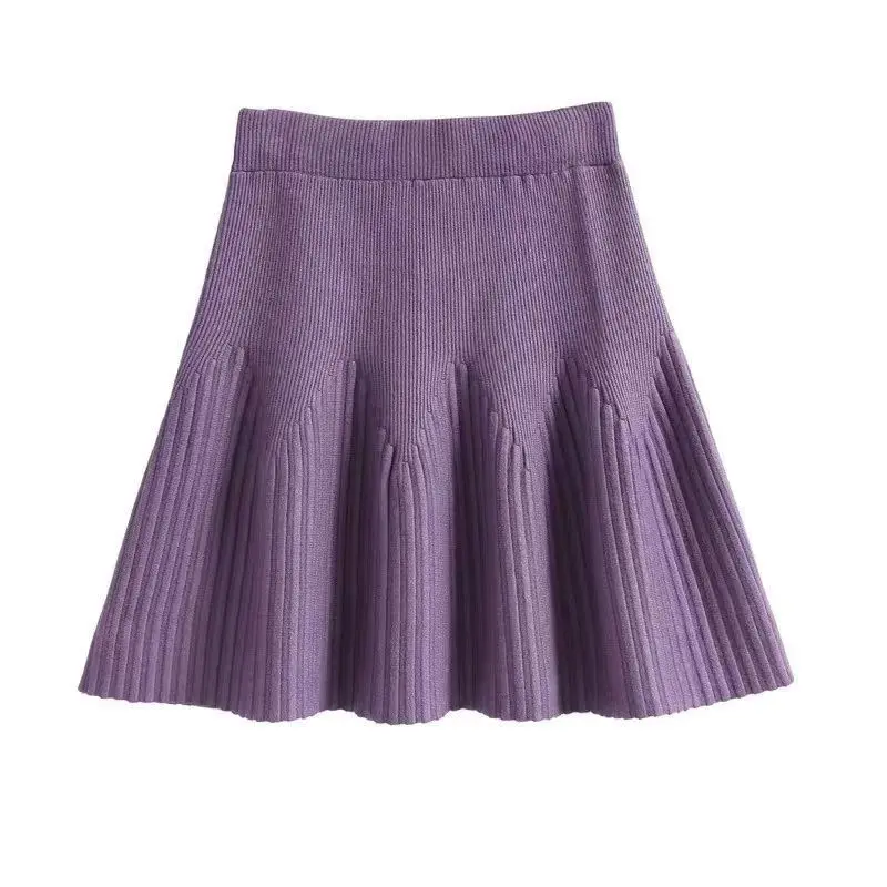 Skirt female 2023 autumn and winter fashion jacquard knitted skirt wool all-match solid skirt bottoming short umbrella skirt